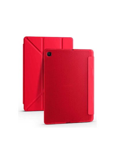 Galaxy Uyumlu  Tab A7 10.4 T500 2020 Kılıf Frm Tri Folding Kalem Bölmeli Standlı Kılıf-kırmızı Arka Kapak