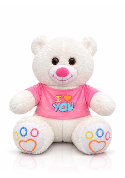 Ayıcık Elbiseli Ayıcık Yeni Seri Renkli 60cm - I Love You & Hediyelik Ayıcık Peluş Oyuncak 001 - Beyaz