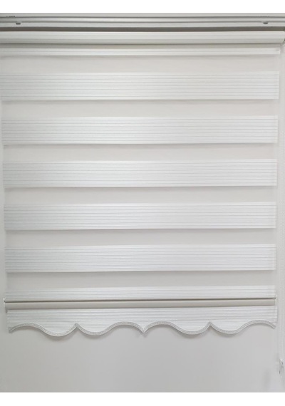 Bbb Geniş Pliseli Simli Ekru Zebra Stor Perde Mz292