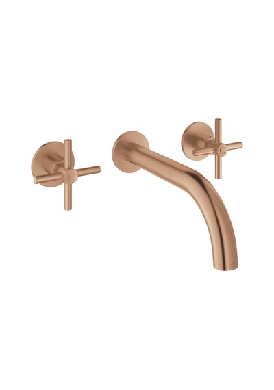 Grohe Atrio 20661DL0 Sıva Üstü Grubu 3 Delikli Duvardan Ankastre Lavabo Bataryası Fırçalı Bakır