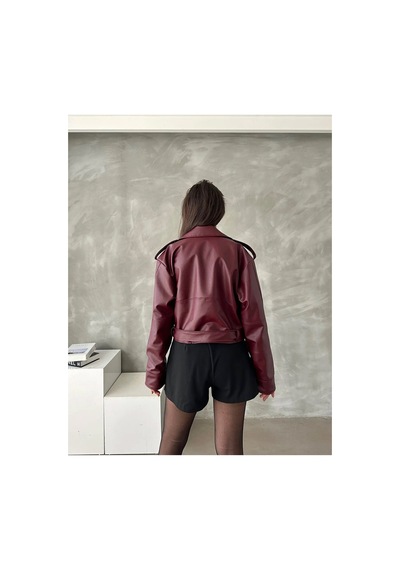 Candybia Kadın Oversize Kemerli Kadın Yeni Tarz Ceket Bordo Bordo