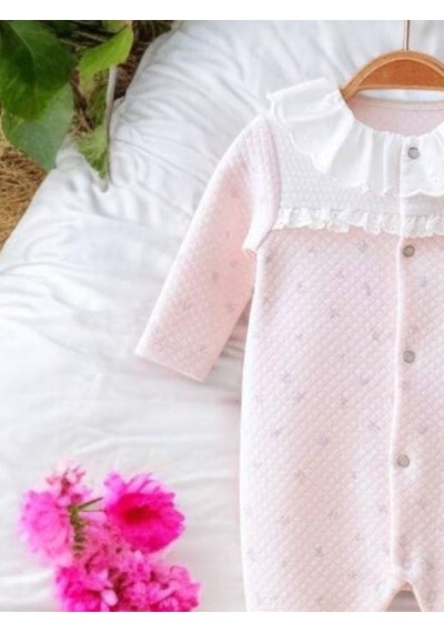 Miomini Baby Kız Bebek Bebe Yaka Çıt Çıtlı Tulum-14961 Pudra