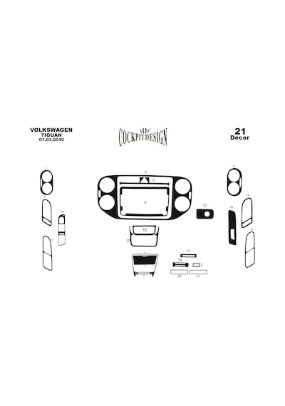Meriç Volkswagen Tiguan Ön Torpido Kaplama 20 Parça 2011-2015 (530157964)