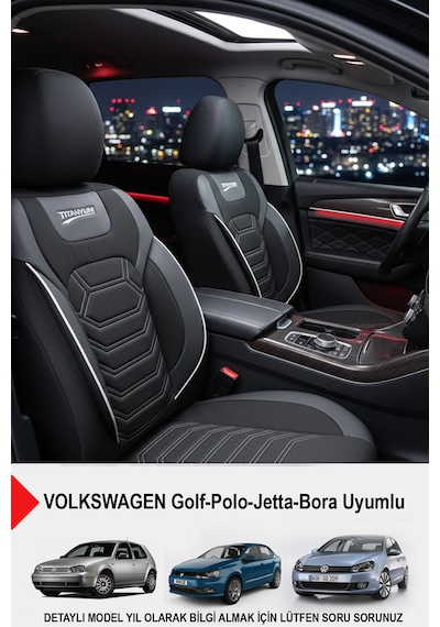 Titanyum Serisi Lüks Keten Üniversal Oto Koltuk Kılıfı Volkswagen Bora-golf-jetta-polo Uyumlu Beyaz