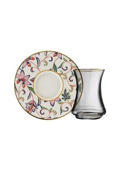 Sandro Moreno 1453 Desen Yağmuru Gold 12 Parça 6 Kişilik Çay Seti 110 Ml Ar211629 Çok Renkli