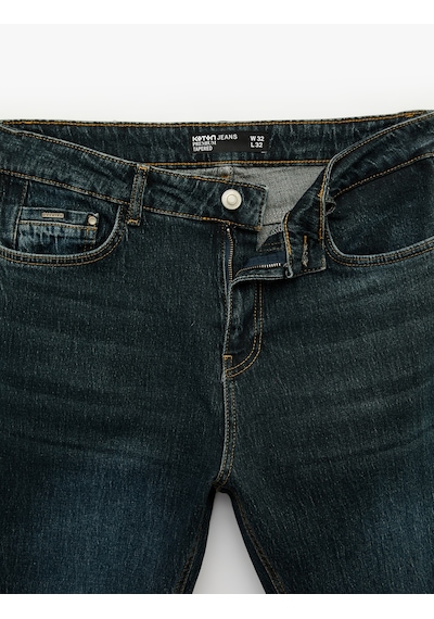 Koton Regular Fit Pamuklu Tapered Jean Pantolon - Joe Jean Koyu İndigo 7wam40141nd