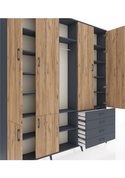 Arges Dolap 14 Raflı 4 Çekmeceli Tek Askılı 220x30x243 Antrasit-çam/antrasit Atlas Çam/antrasıt Arges Dolap 14 Raflı 4 Çekmeceli Tek Askılı 220x30x243 Antrasit-çam/antrasit Atlas Çam/antrasıt