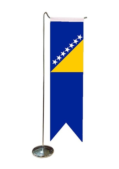 Masa Üstü Kırlangıç Bosna Hersek Bayrağı + Krom L Direk Masa Bayr