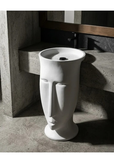 Skull Beyaz Monoblok Lavabo Renkli