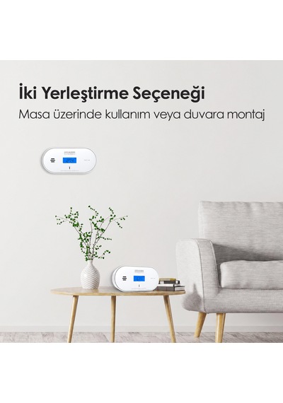Wisualarm C06 En50291 Karbonmonoksit Dedektörü Sıcaklık Nem Göstergeli