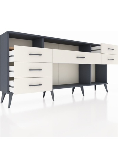 Arges Konsol 2 Raflı 6 Çekmeceli 176x30x83 Antrasit-çam/aytaşı Çam/aytaşı Arges Konsol 2 Raflı 6 Çekmeceli 176x30x83 Antrasit-çam/aytaşı Çam/aytaşı