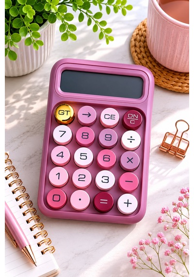 Pembe Pastel Mini Hesap Makinesi Büyük Tuşlu Şık Masaüstü Ofis Ve Okul Hesap Makinesi Diğer
