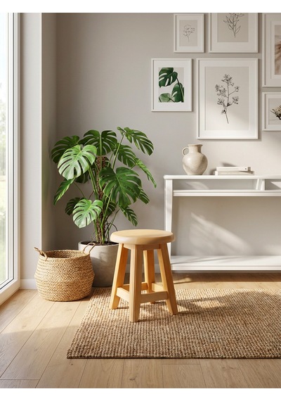 Ahşap Tabure 35 Cm Şık Ve Dayanıklı Natural