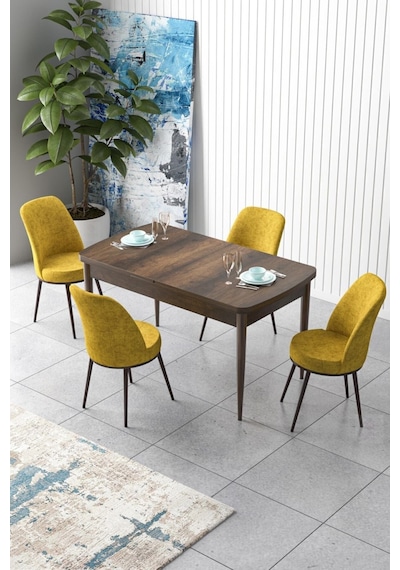 Canisa Concept Zen Serisi 80x132 Mdf Açılabilir Barok Ahşap Desen Masa Takımı Ve 4 Hardal Sandalye Barok Masa Sandalyeler Hardal Sarısı Canisa Concept Zen Serisi 80x132 Mdf Açılabilir Barok Ahşap Desen Masa Takımı Ve 4 Hardal Sandalye Barok Masa Sandalyeler Hardal Sarısı