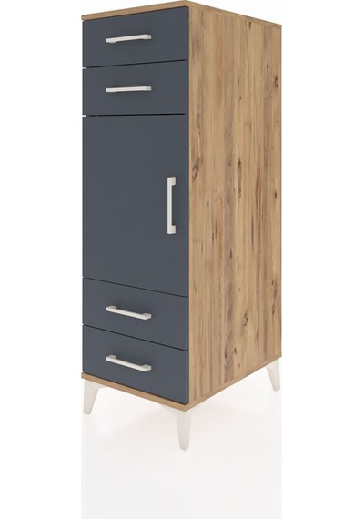 Kronos Dolap 2 Raflı 4 Çekmeceli Tek Kapaklı 44x59x134 Çam-an... Çam
