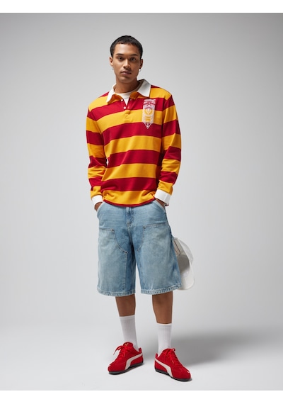 Gsstore X Midground Erkek Polo Sweatshirt E251207 Sarı - Kırmızı