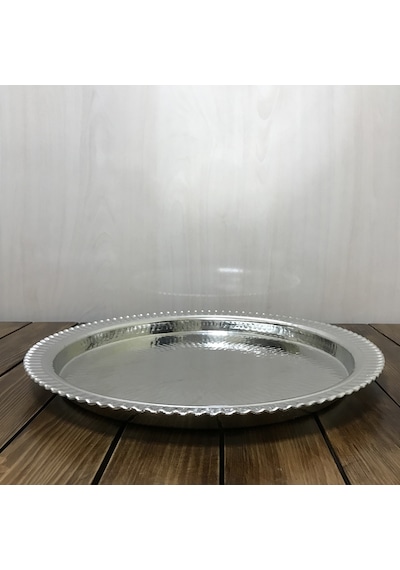 Dövme Bakır Çirtikli Fırın Tepsisi 35 cm Gümüş