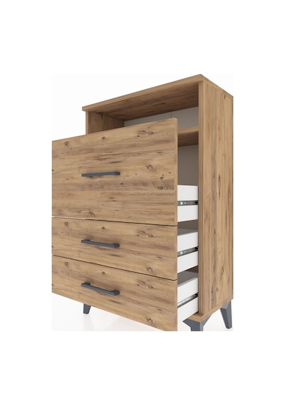 Arges Komodin Tek Raflı 3 Çekmeceli 60x30x96 Çam-çam Atlas Çam