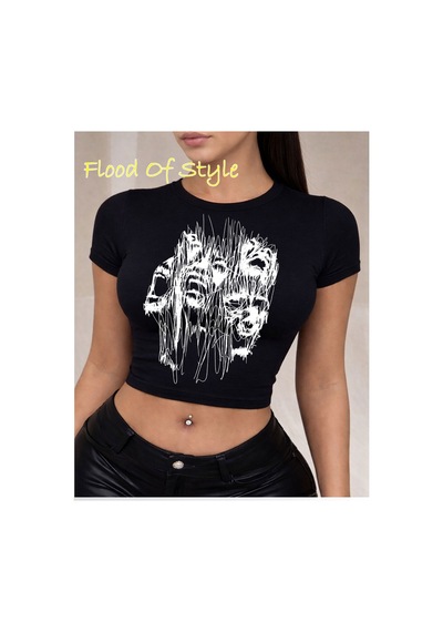 Flood Of Style Siyah Babby Tee Hayaletyüzler Özel Tasarım