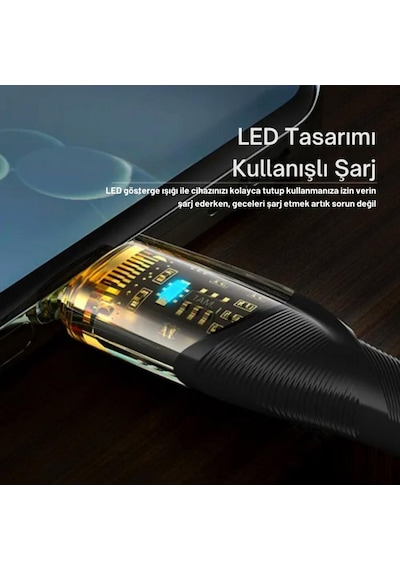 Essager 2 Metre Pd 100w Led Işıklı Süper Hızlı Type C To Type C Şarj Data Kablosu, Akım,ısı, Güçlü Kablo
