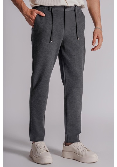 Braccas Erkek Yandan Cepli Beli Lastikli Relaxed Fit Chino Pantolon Antrasit Antrasit