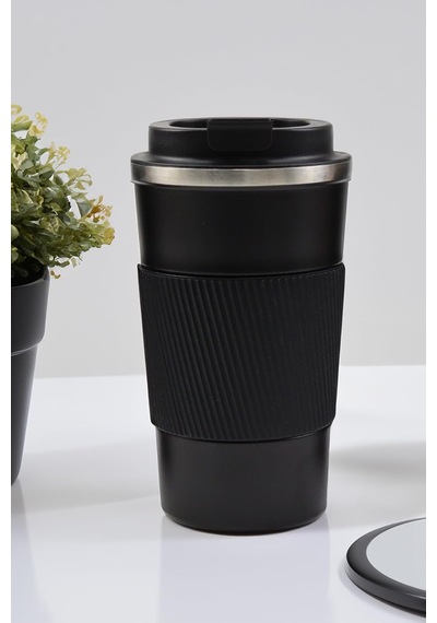 500ml Siyah Silikon Tutma Detaylı Paslanmaz Çelik Termos Diğer