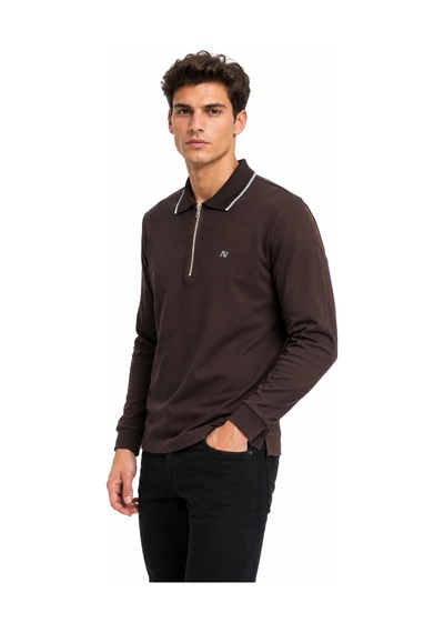 Advante Erkek Mevsimlik Spor Polo Yaka Fermuarlı Sweatshırt Bgl-st05468 Kahve