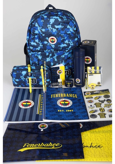Lisanslı Fenerbahçe Full Kırtasiye Seti Kamuflaj Büyük Boy Lise Okul Çantası,kalem Çantası Ve 500 Ml Çelik Termos Seti Diğer
