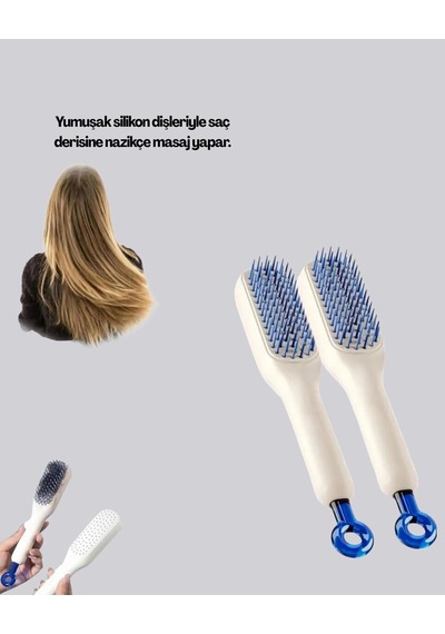 Kendini Temizleyen Ergonomik Saç Tarağı Abs Gövde Silikon Diş Belirtilmemiş 48456708