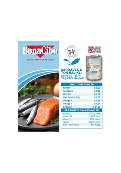 Bonacibo Tavuklu Kısır Kedi Maması 2 Kg & Deniz Ürünlü Ezme Yaş Mama Avantaj Paketi 6x400 Gr