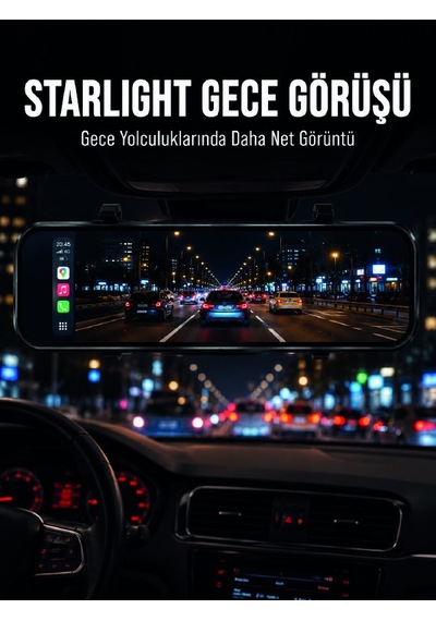 Akıllı Saat Aksesuarları Araç İçi Multimedya Ekranı Çift Kameralı Ayna Carplay