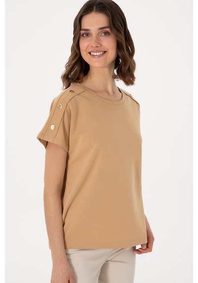 U.S. Polo Assn. Kadın Camel Bisiklet Yaka Tişört 50300737-VR015
