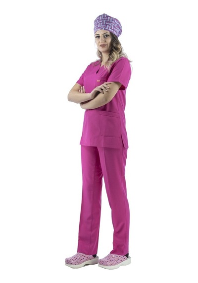 Zarf Yaka Kadın Takım - 15 Fuşya Pembe-6373