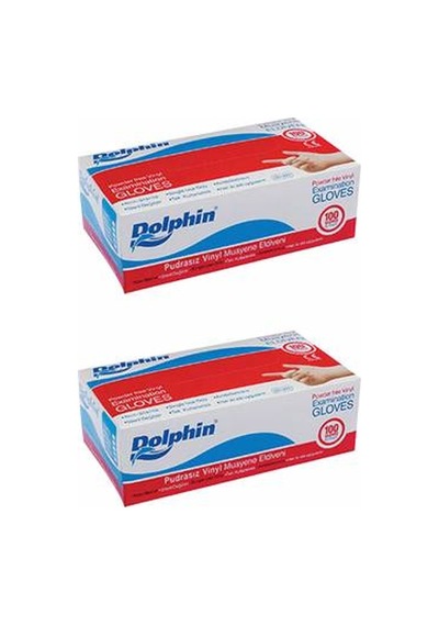 Dolphin Pudrasız Vinil Muayene Eldiveni 2 x 100'lü
