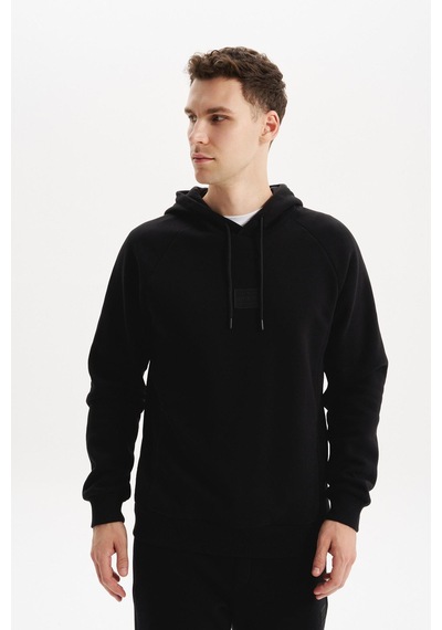 AR-MA Arma Erkek Regular Fit Kapüşonlu Fermuarlı Kanguru Cepli Sweatshirt Pamuk Polyester Karışım K30254628602 Siyah