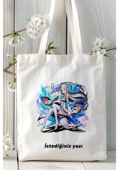 Art Hediye Re:zero Kara Hajimeru Isekai Seikatsu Beyaz Baskılı Bez Omuz Çantası Kişiye Özel Model 1 Çok Renkli