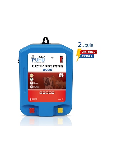 Puhu Ecos Eko Güneş Enerjili Elektrikli Çit Cihazı 2 Joule 20w Panel + 12v/14ah Jel Akü