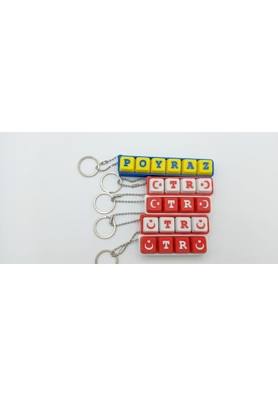 İsme Özel Clicker Anahtarlık Dört Harf Çok Renkli