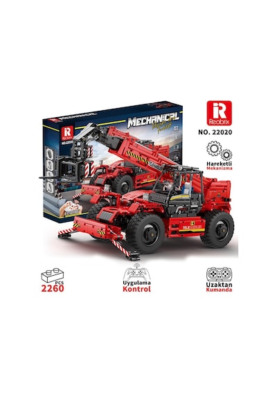 Reobrix Technic 22020 Teleskopik Kollu Forklift Telescopic Arm Forklift Kumandalı&motorlu Yaratıcı Yapı Blok Seti Building Blocks - 2096 Parça