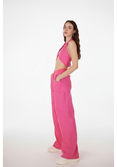 Holly Lolly Koton Kumaş H Aksesuarlı Rise Bluz Pembe