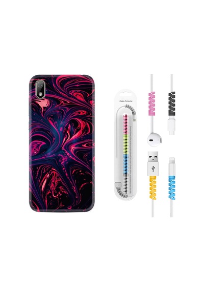 Huawei Y5 2019 Kılıf Kablo Koruyuculu Red Damage 1682