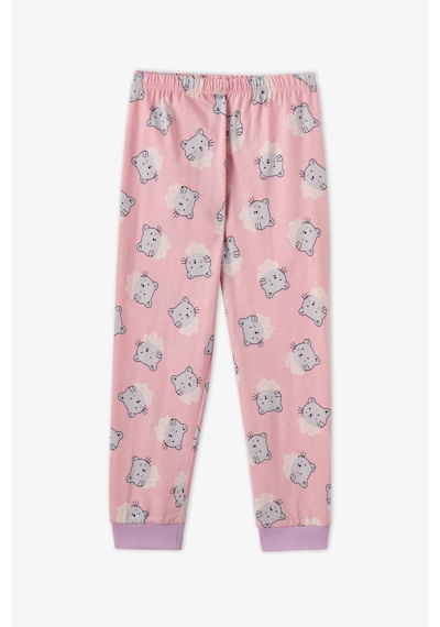 Penti Kız Çocuk Pembe Dainty Kitty Pamuklu Uzun Kollu 2li Pijama Takımı