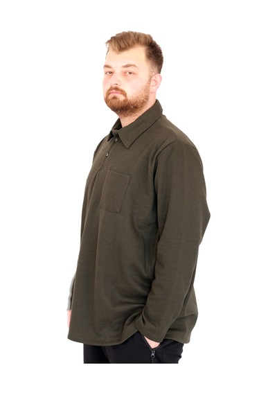Mode Xl Büyük Beden Tshirt Polo U.kol Cepli 22446 Haki Haki