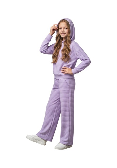 New Kids Kız Takım Çocuk Kapşonlu Uzun Kol Lila Detaylı Kız Takım -91233