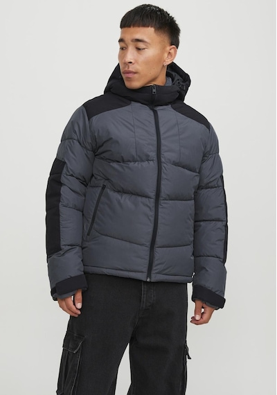 Jack & Jones Suya Dayanıklık Kapüşonlu Puffer Mont - Otis 12239001 Asphalt Bej