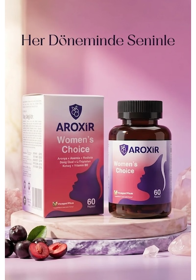 Aroxir Women's Choice Kadın Sağlığı Aronya, Aserola, Rodiola, Dong Quai, L-triptofan, Kohoş, Vitamin B6 60 Kapsül