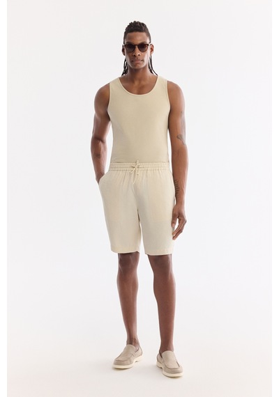 Avva Erkek Ekru Beli Lastikli Nefes Alan Modal Karışımlı Soft Touch Relaxed Fit Şort A61y3703