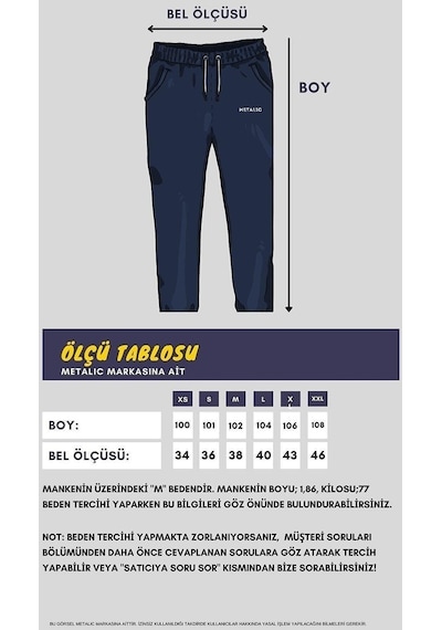 MMetalic Siyah-Gri-Lacivert 3'Lü Erkek Eşofman Altı Etiketli Arka Ve Yan C