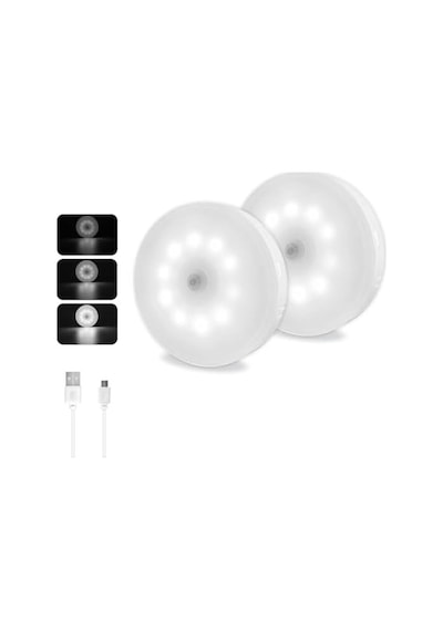 Akynite Hareket Sensörü Gece Lambası Usb Şarj Edilebilir, Soğuk Beyaz Ve Kısılabilir, 10 Led, Manyetik Gece Lambası, Dolap Merdivenleri Koridor Banyo İçin Hareket Sensörü Işığı, 3 Adet