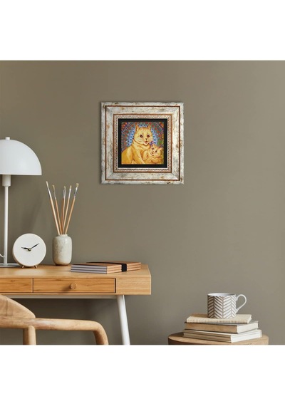Louis Wain Kediler Taş Duvar Tablosu - Çerçeveli Taş Tablo - Dekoratif Duvar Sanatı - Modern Ev Ve Ofis Duvar Dekoru T1-315